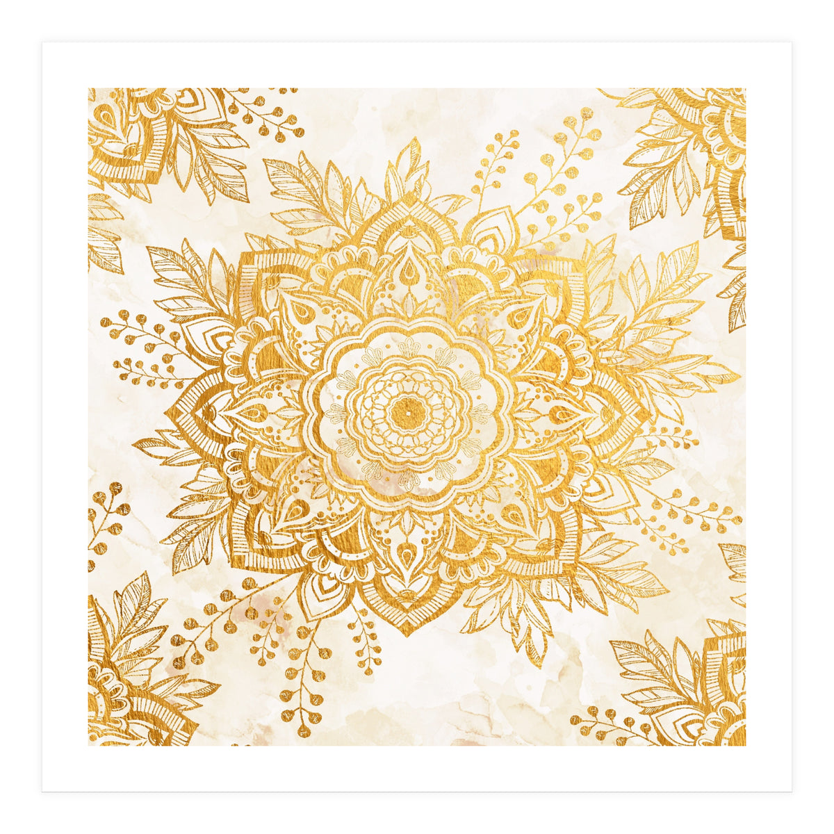 Queen Starring of Mandala-Gold Sunflower I (Print Only)