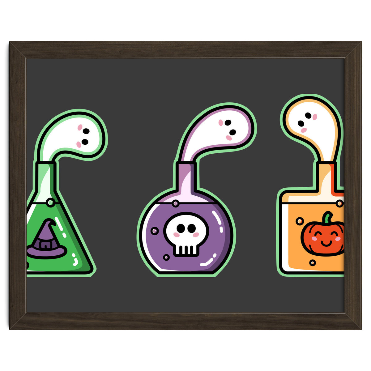 Kawaii Cute Halloween Potions - witches hat, skull, pumpkin, ghosts