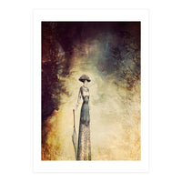 VINTAGE FASHION LADY IN ABSTRACT FOREST I (Print Only)