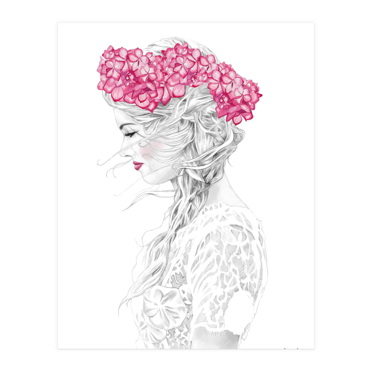 Pink Hydrangea Girl (Print Only)