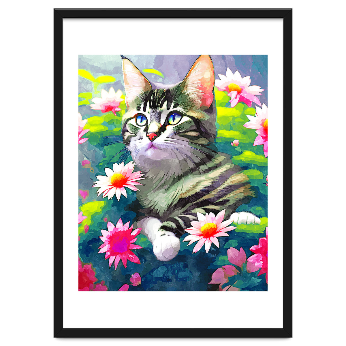 Always Positive, The Optimistic Cat, Positivity Mindset Pets, Optimism Watercolor Painting Animals
