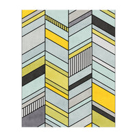 Colorful Concrete Chevron Pattern - Yellow, Blue, Grey (Print Only)