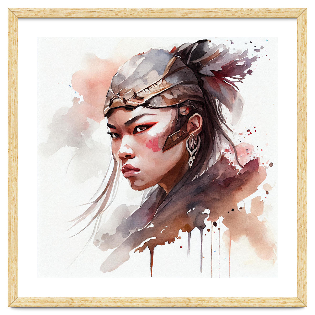 Watercolor Asian Warrior Woman #1