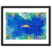 Tropical Jungle Pool | Forest Pop of Color Botanical | Travel Wild Plants Eclectic Watercolor Swim