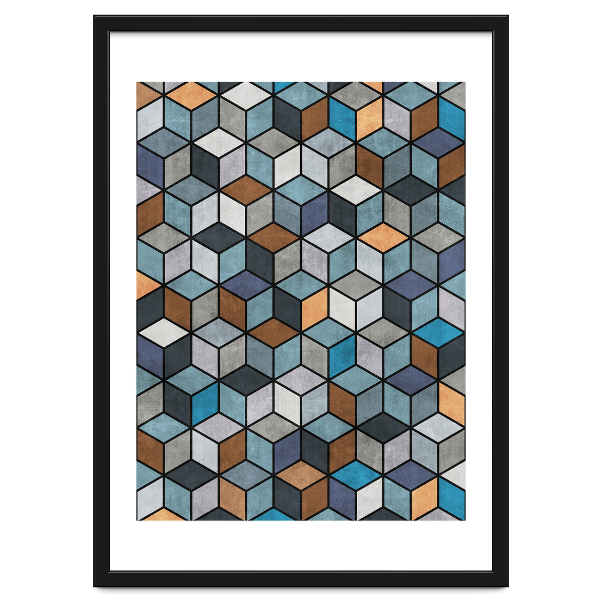 Colorful Concrete Cubes - Blue, Grey, Brown