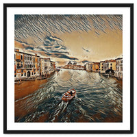 Boat In Venice`s Water Italian Tour Vintage