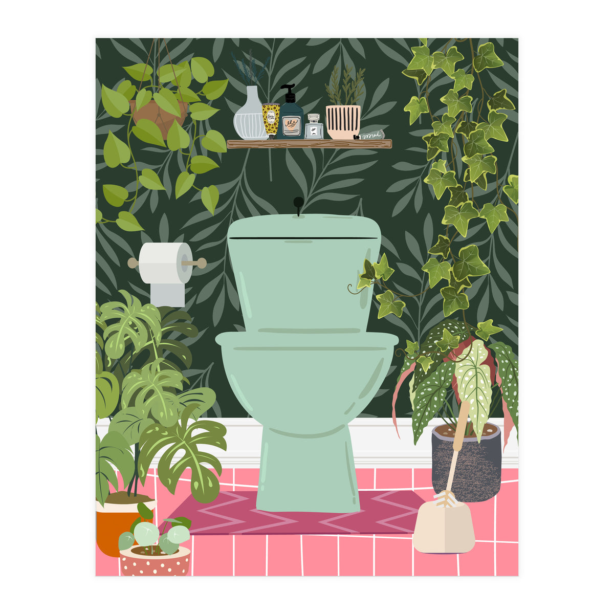 Botanical Loo in Tropical Bathroom (Print Only)