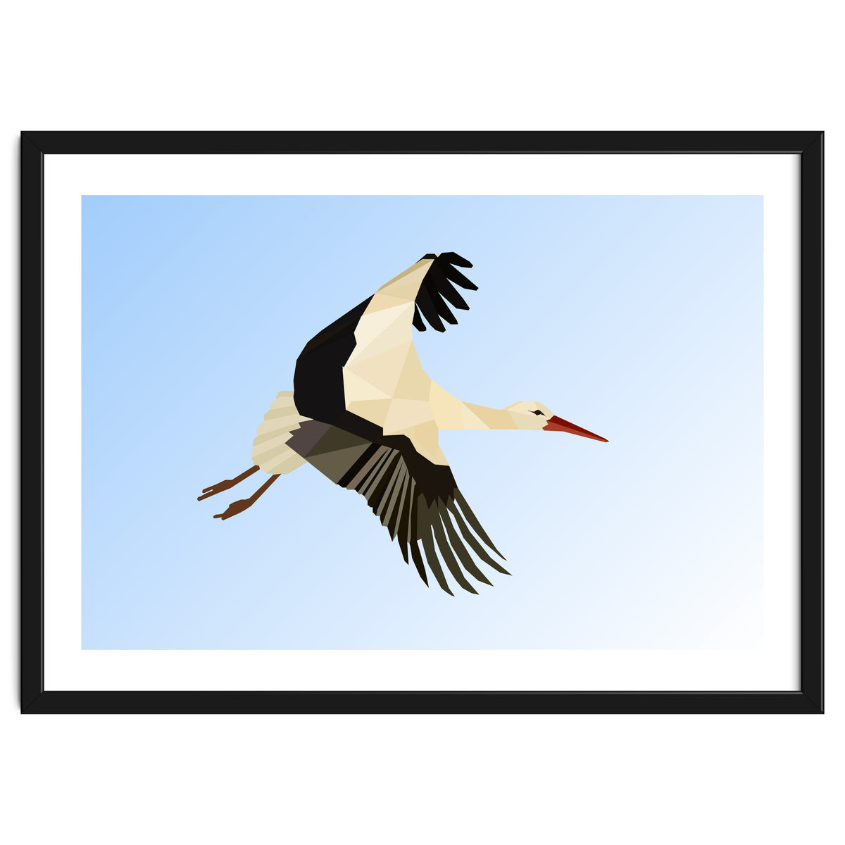 White Stork Bird Low Poly Art