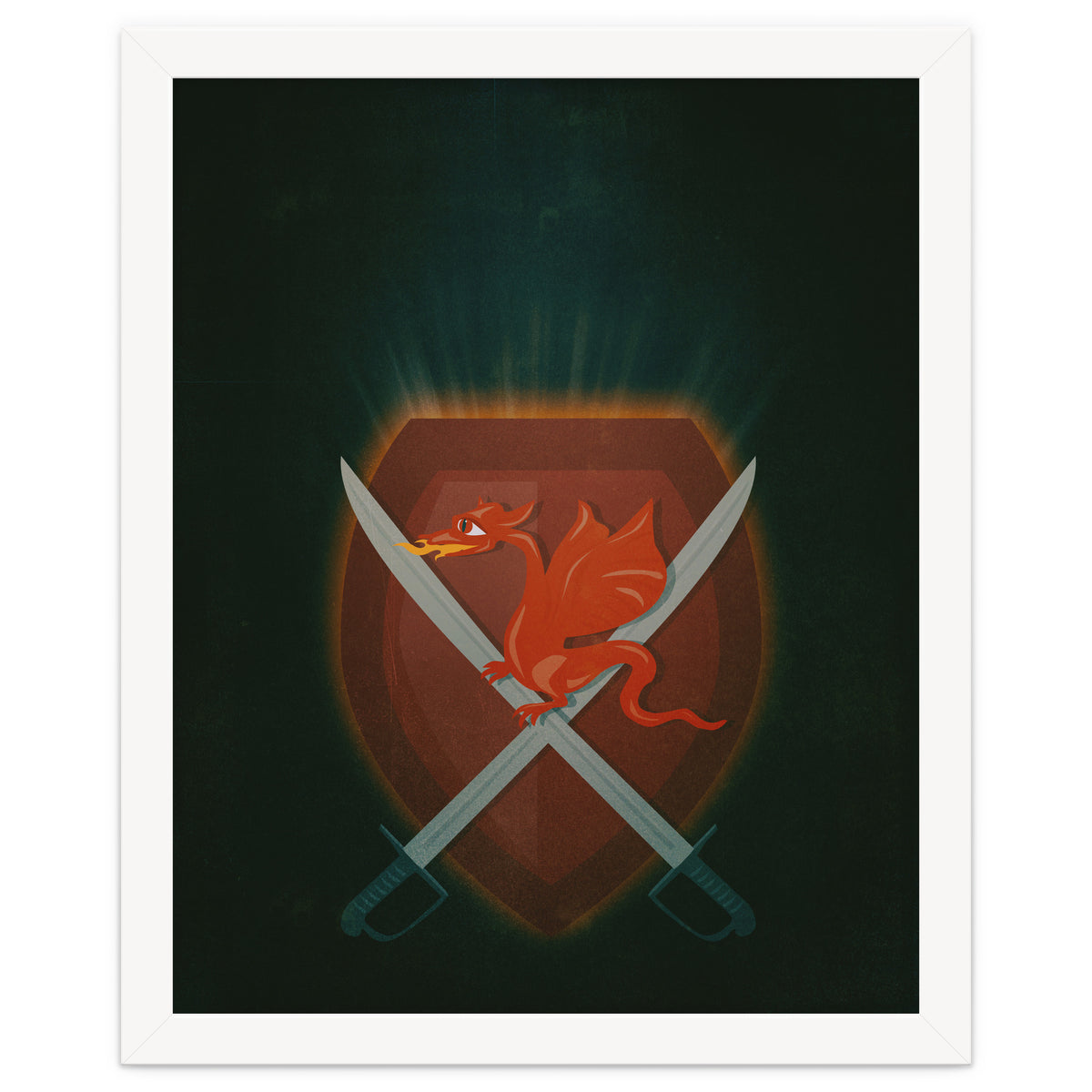 Heraldic dragon and cutlasses