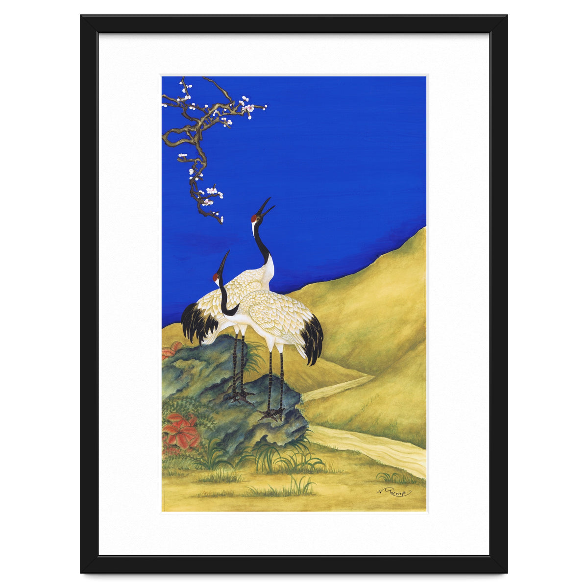 Cranes Under A Cobalt Sky 4