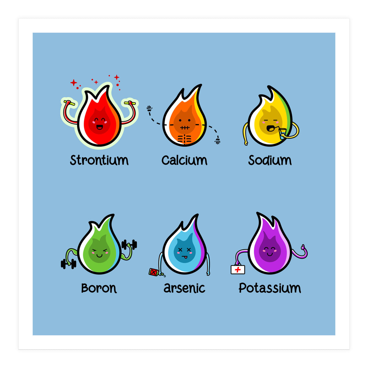 Kawaii Flaming Elements Science (Print Only)