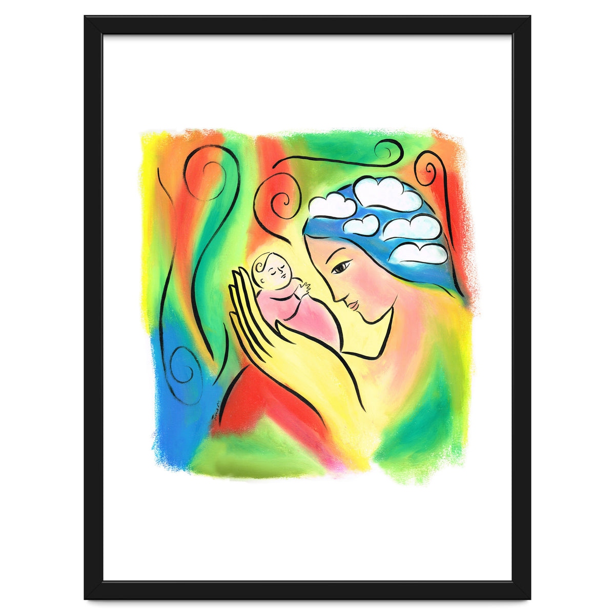 Woman And Baby With Clouds