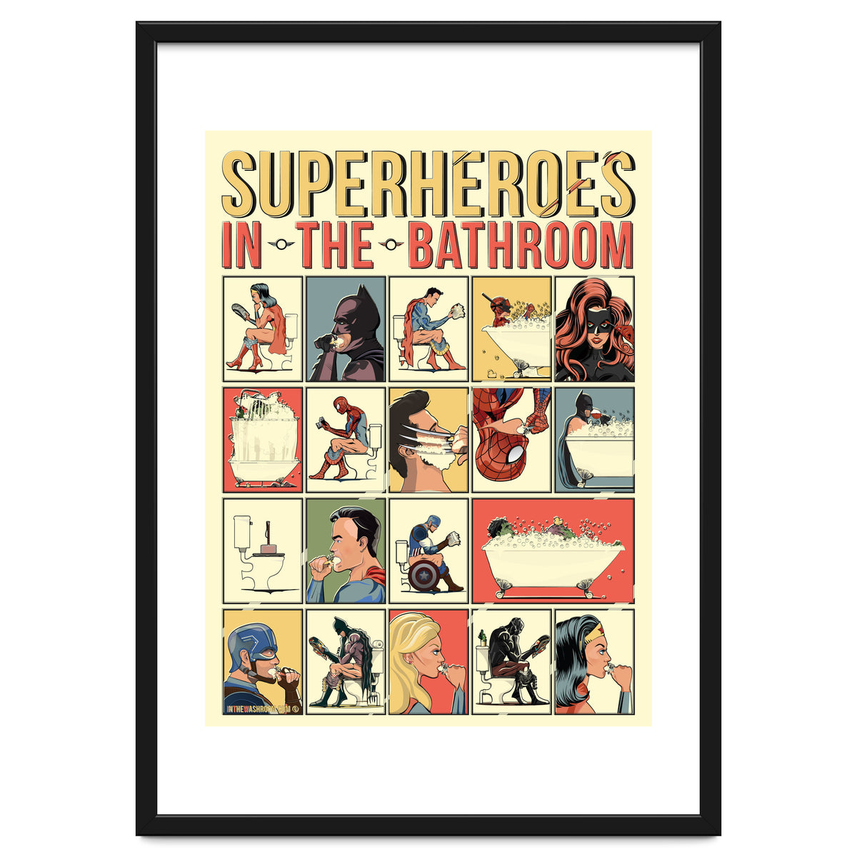Superheroes in the Bathroom, funny Bathroom Humour