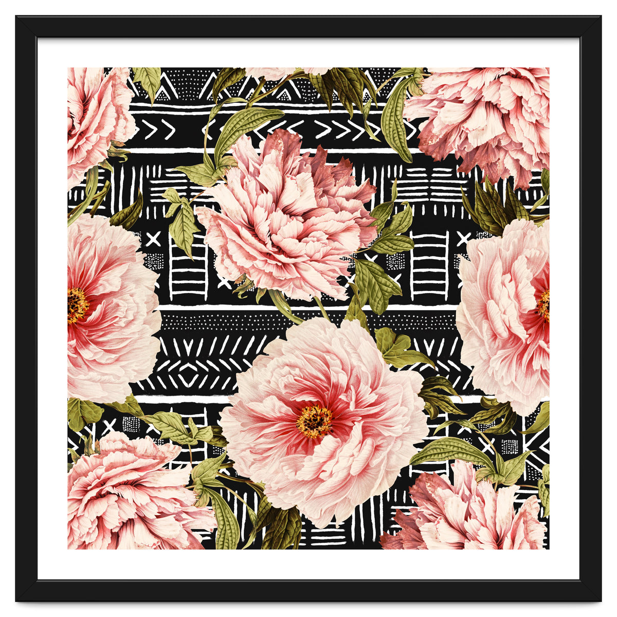 Flowering pink on drawn lines