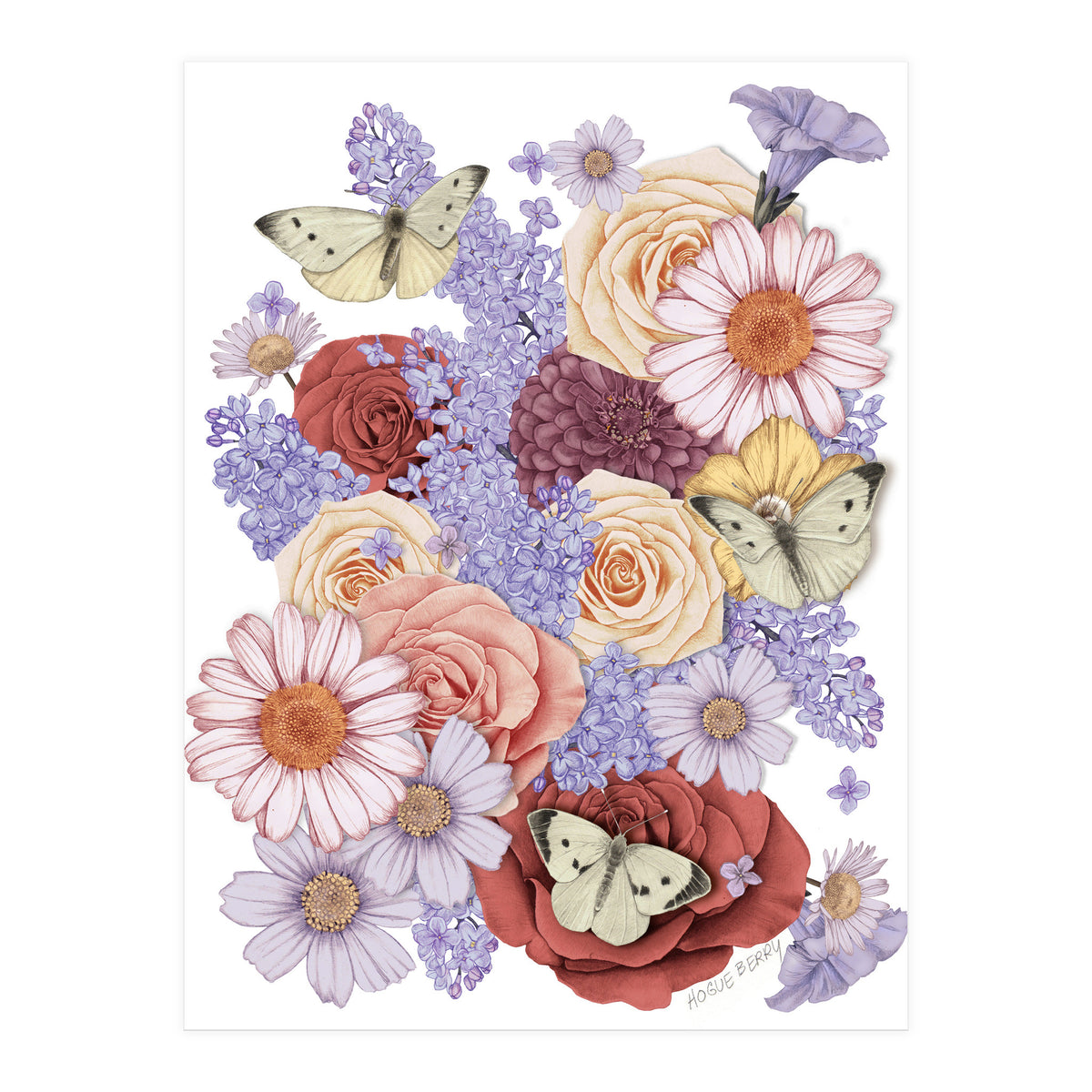 Flowers and Butterflies (Print Only)