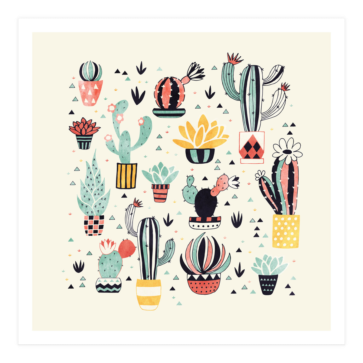 Cactus In A Flower Pot (Print Only)