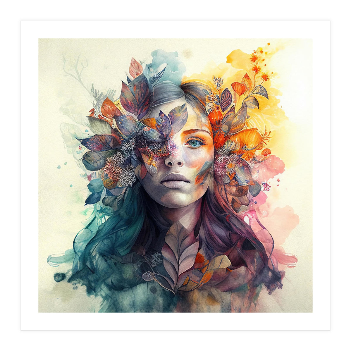 Watercolor Tropical Woman #3 (Print Only)