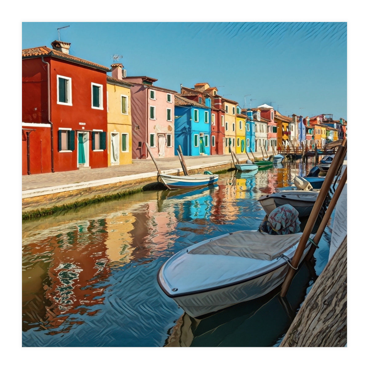 Boats In Venice Colorful Italy (Print Only)