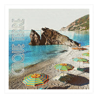 Beach Day At Cinque Terre, Colorful Italy Vintage (Print Only)