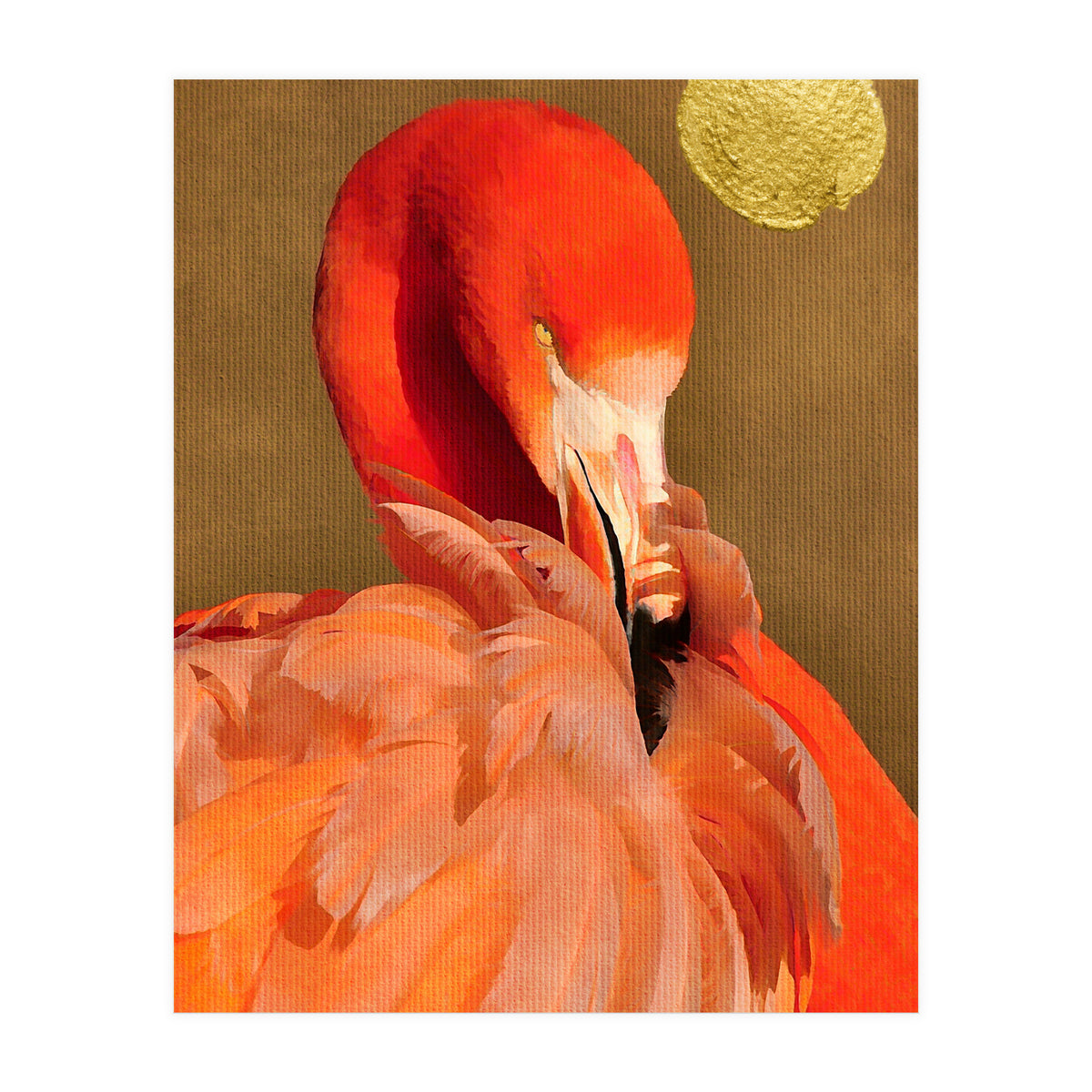 Flamingo With Golden Sun (Print Only)