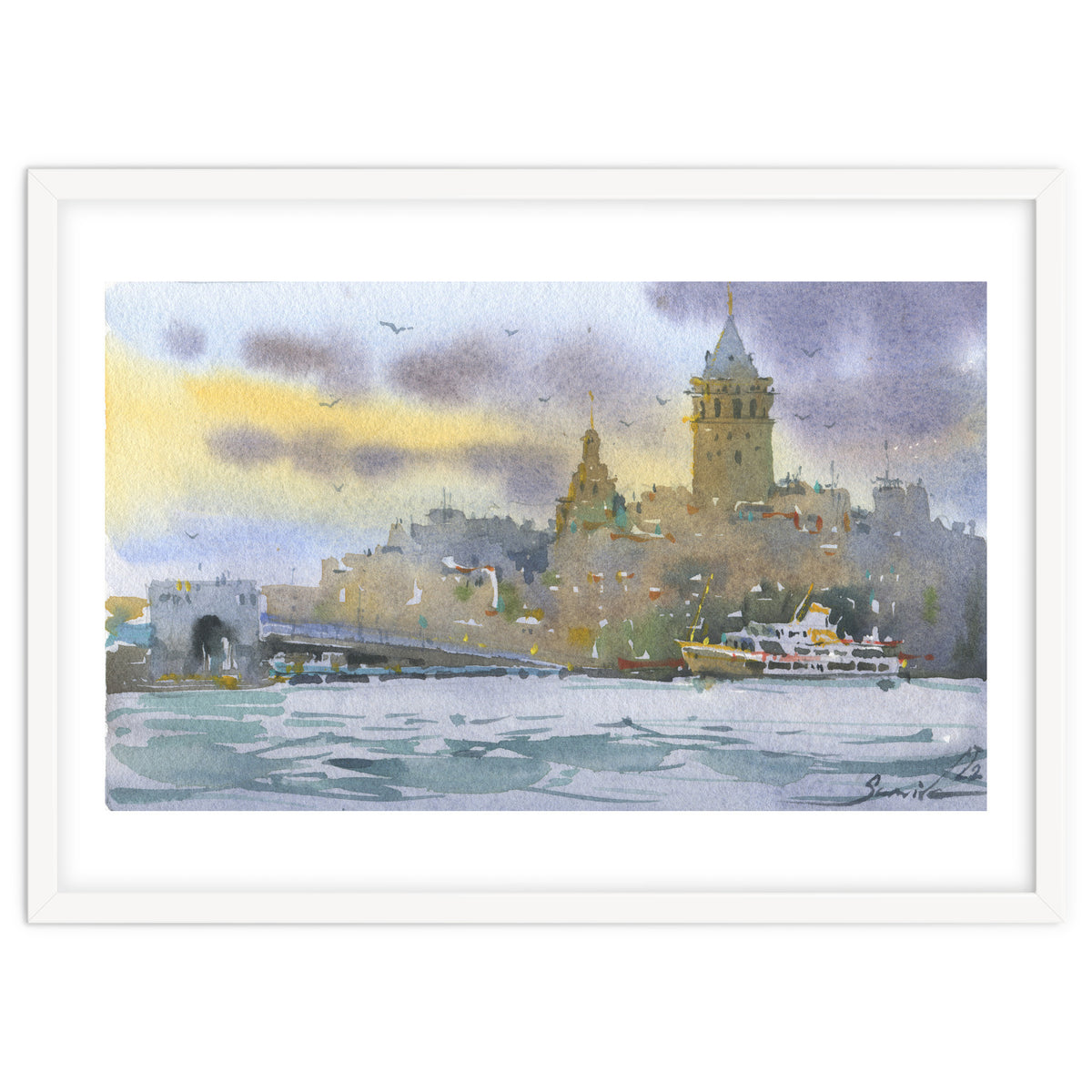 Galata Tower. Istanbul. Watercolor