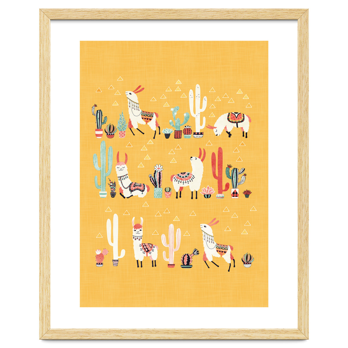 Happy Llama With Cactus In A Pot