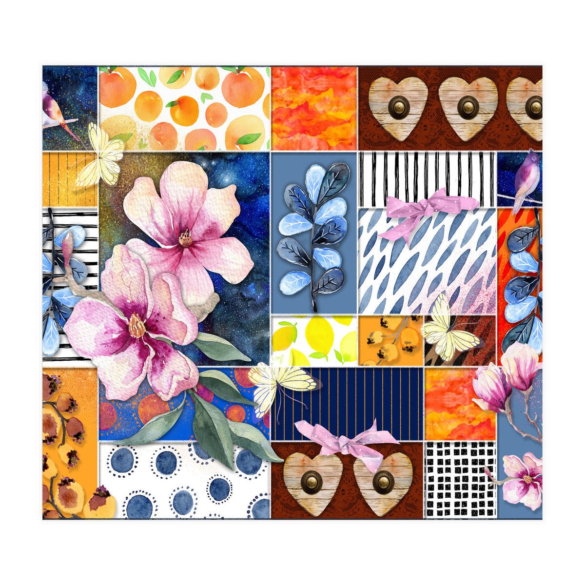 Romantic Floral Collage (Print Only)