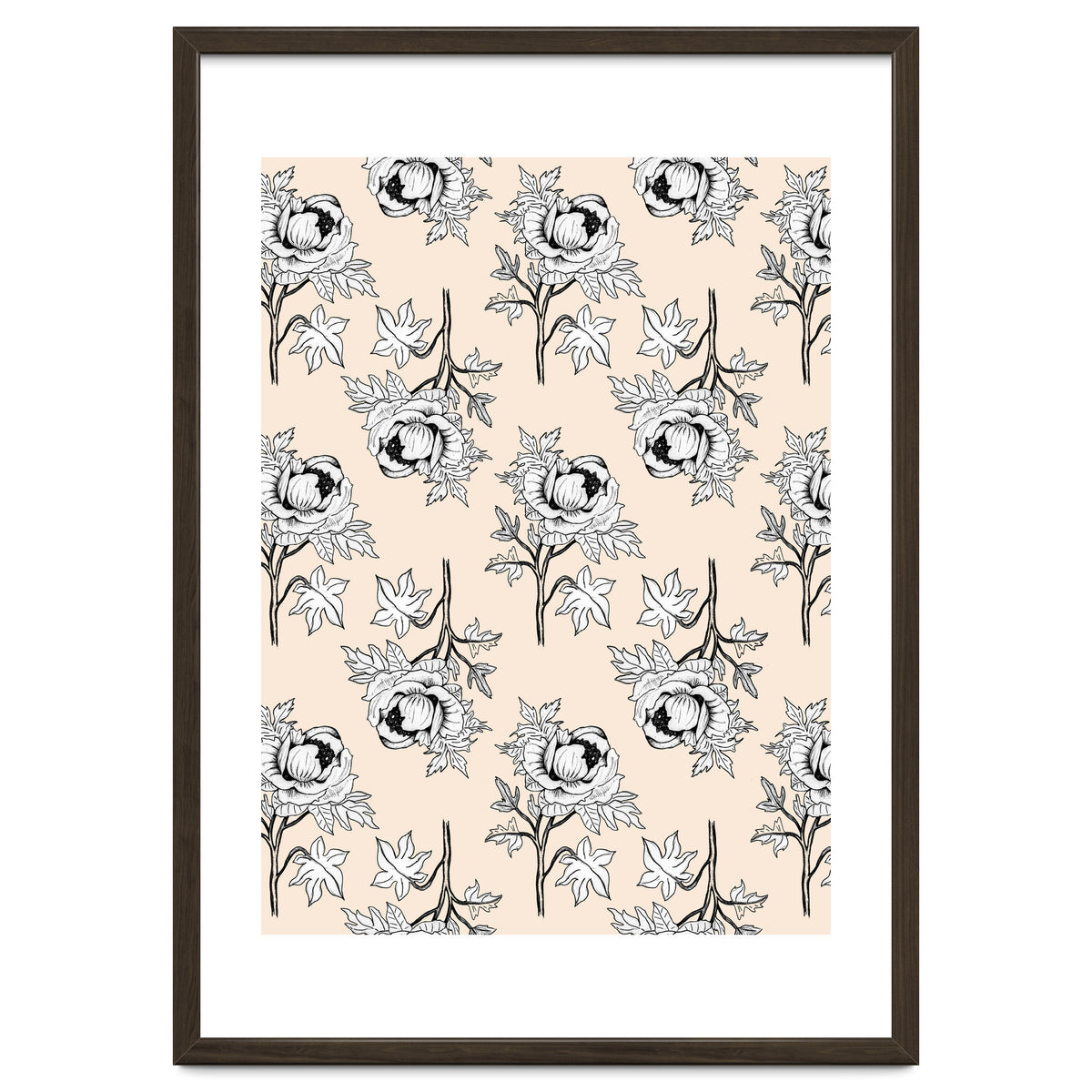 Drawing pattern of roses to pencil on beige