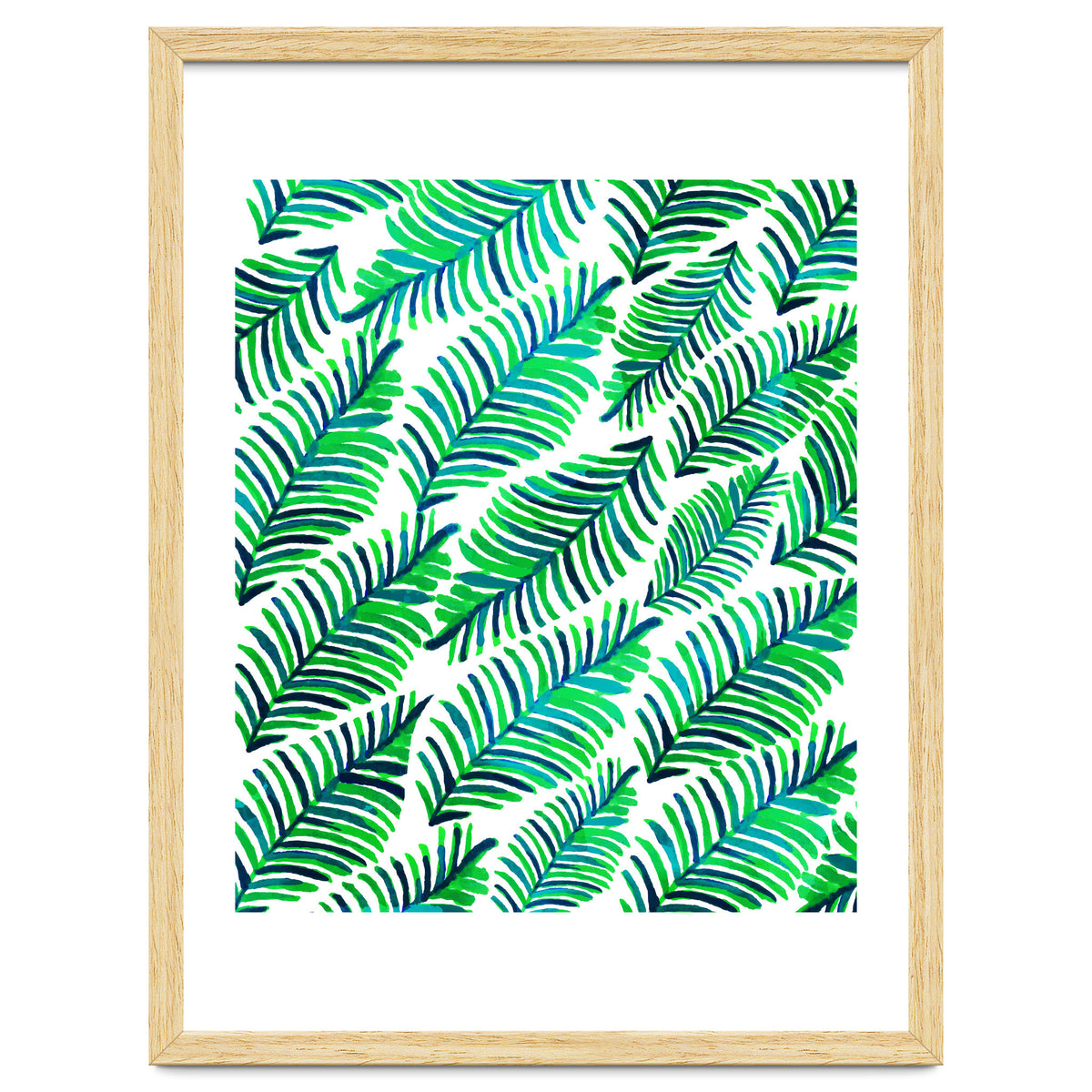 Palm Solace | Tropical Botanical Plants Nature Hand-Painted Watercolor Painting Bohemian Lush Green