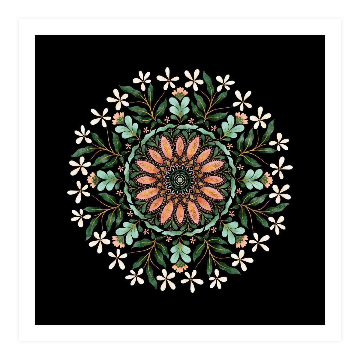 Floral Mandala | Black (Print Only)