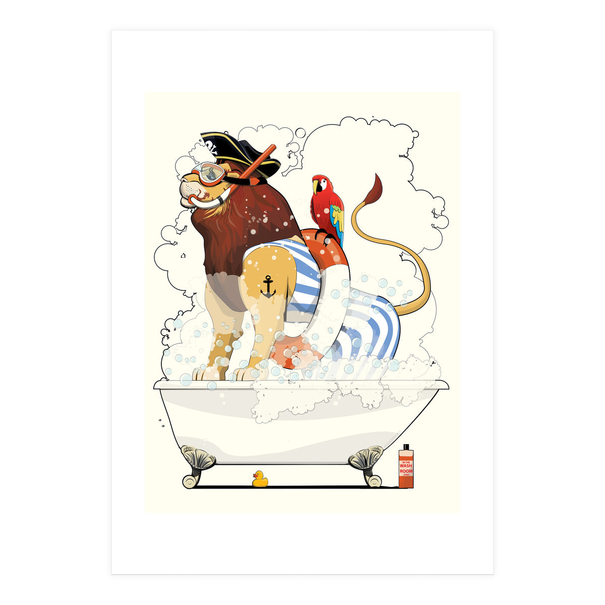 Lion in the Bath, Funny Bathroom Humour (Print Only)