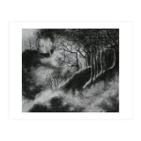Black and White Forest in Clouds (Print Only) thumbnail