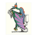 Dinosaur Pterodactyl on the Toilet, Funny Bathroom Humour (Print Only) thumbnail