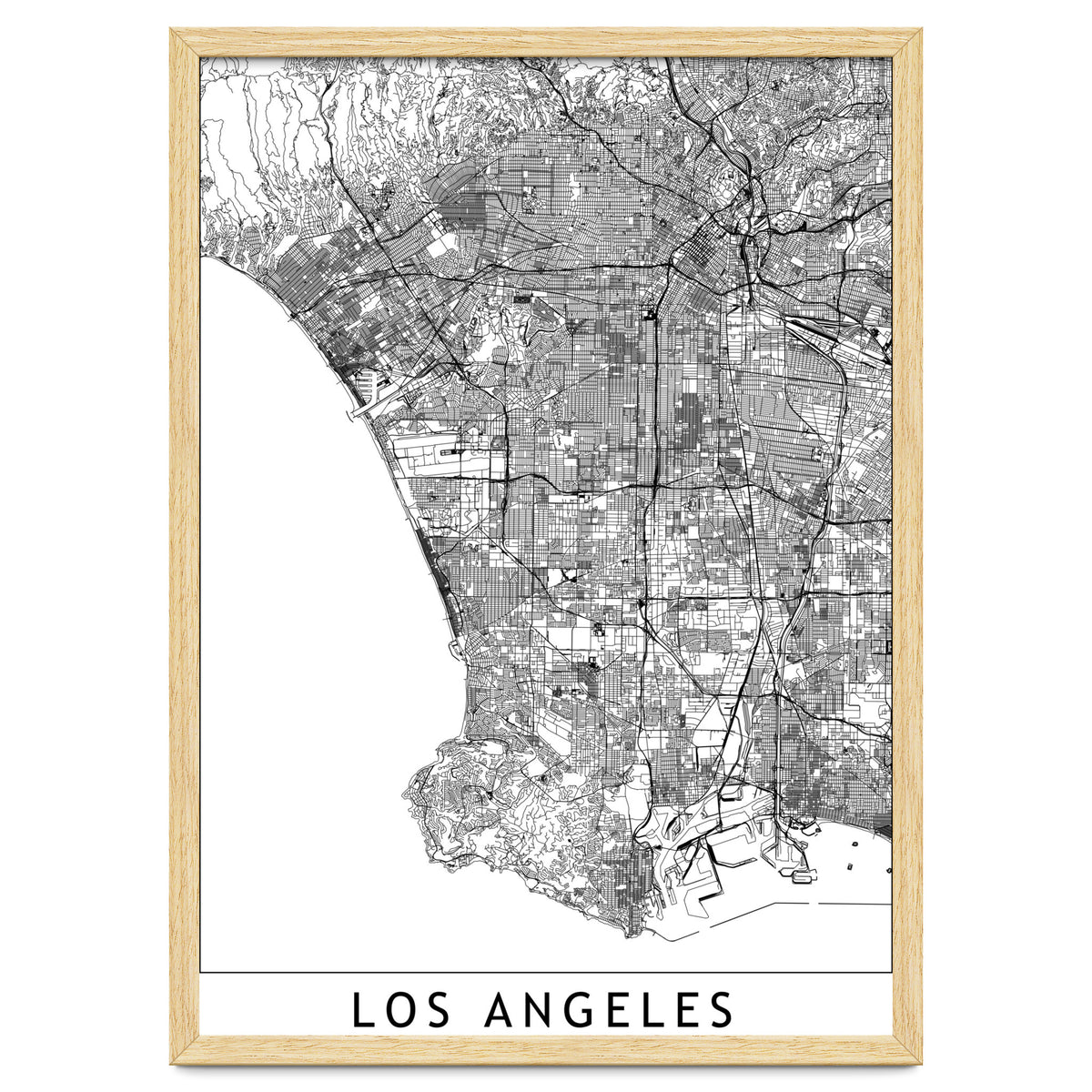 Los Angeles White Map