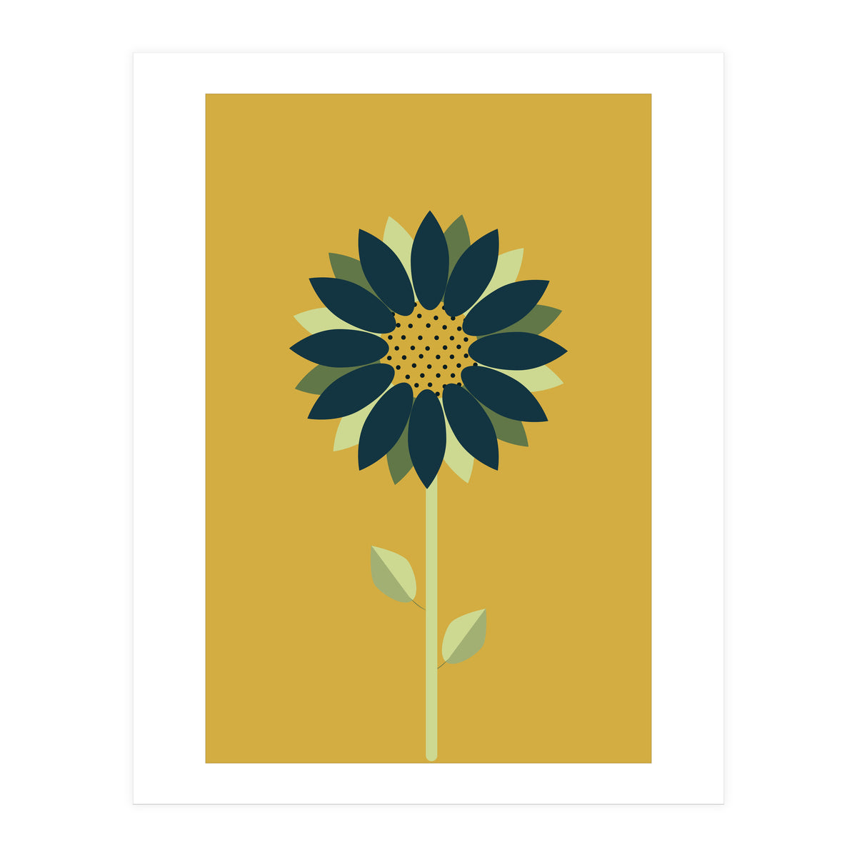 Scandinavian Folk Minimalist Flower Yellow Mustard (Print Only)