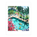 Luxury Tiger Villa illustration, Architecture Travel Nature Painting, Hotel Landscape Garden (Print Only) thumbnail