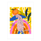 Leopard Somewhere Over The Rainbow, Maximalist Abstract Wildlife Jungle Botanical, Pop of Color Eclectic Animals Illustration (Print Only) thumbnail