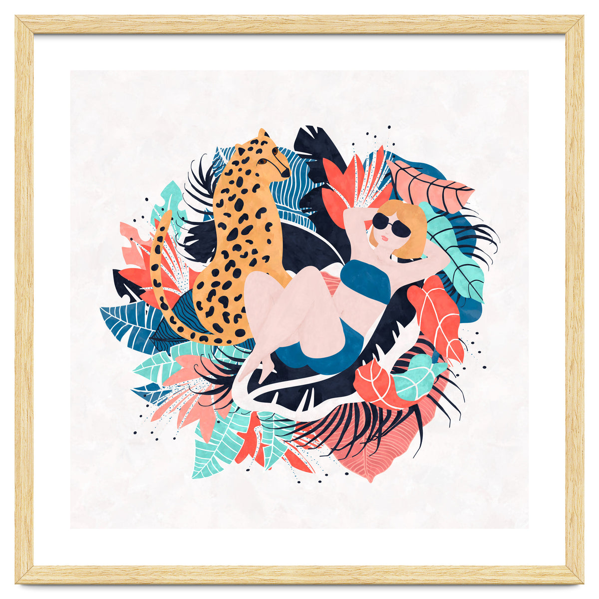 Yellow Hair Tropical Girl With Cheetah