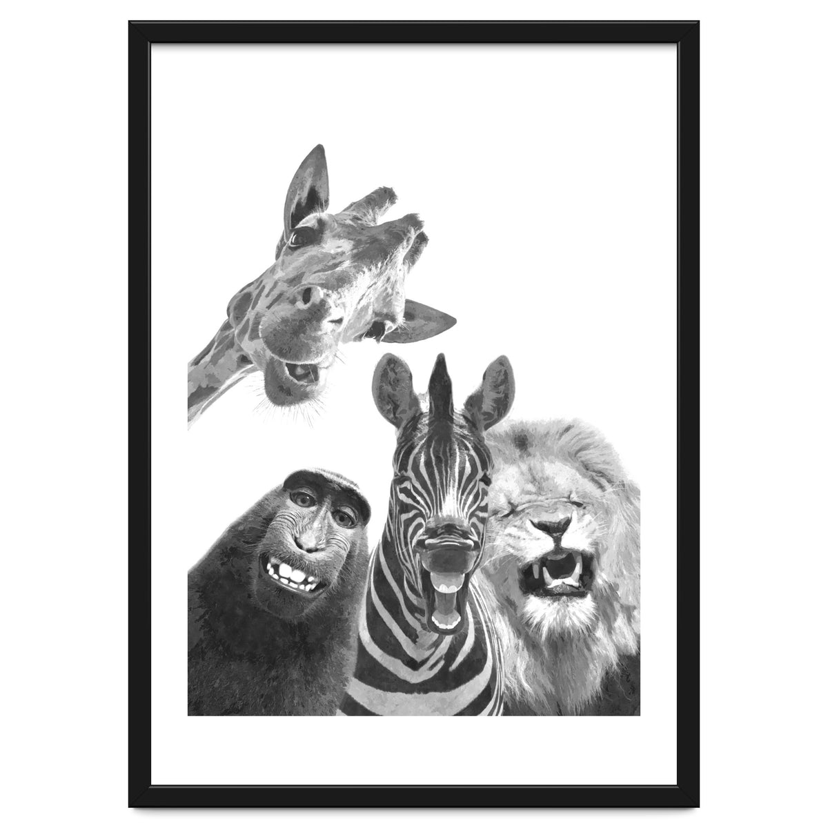 Black and White Jungle Animal Friends