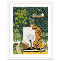 Cheetah in Tropical Laundry Room