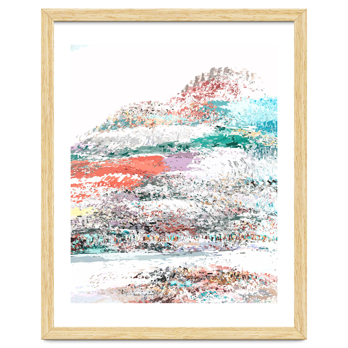 The Snow Mountain, Abstract Nature Digital Painting, Scandinavian Landscape Winter Travel