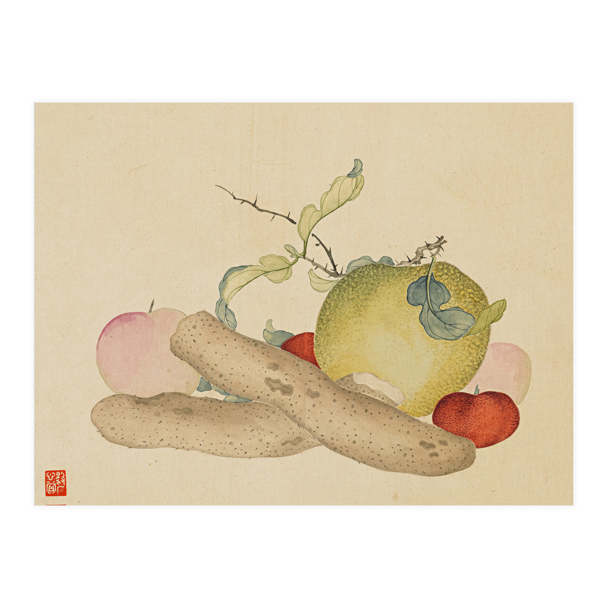 Wang Chengyu~flowers And Vegetables, Vegetables, Fruits, Yam, Apple, Pear (Print Only)