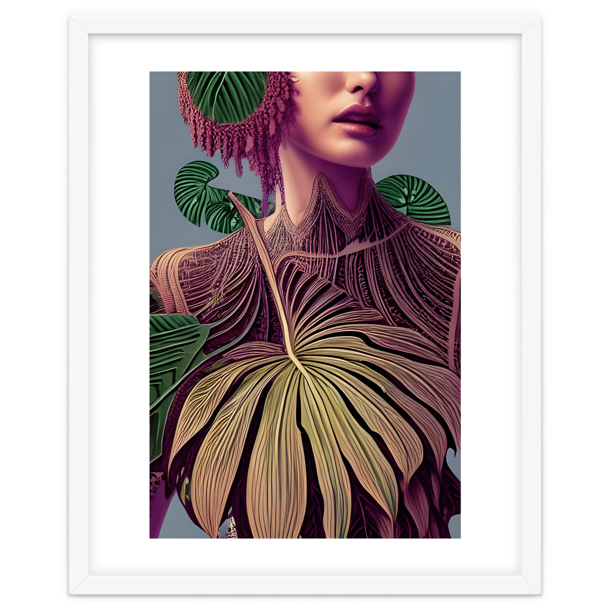 Woman in Monstera Deliciosa Leaves