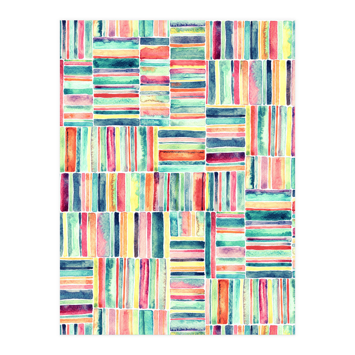 Retro Beach Chair Pastel Watercolor Stripes (Print Only)