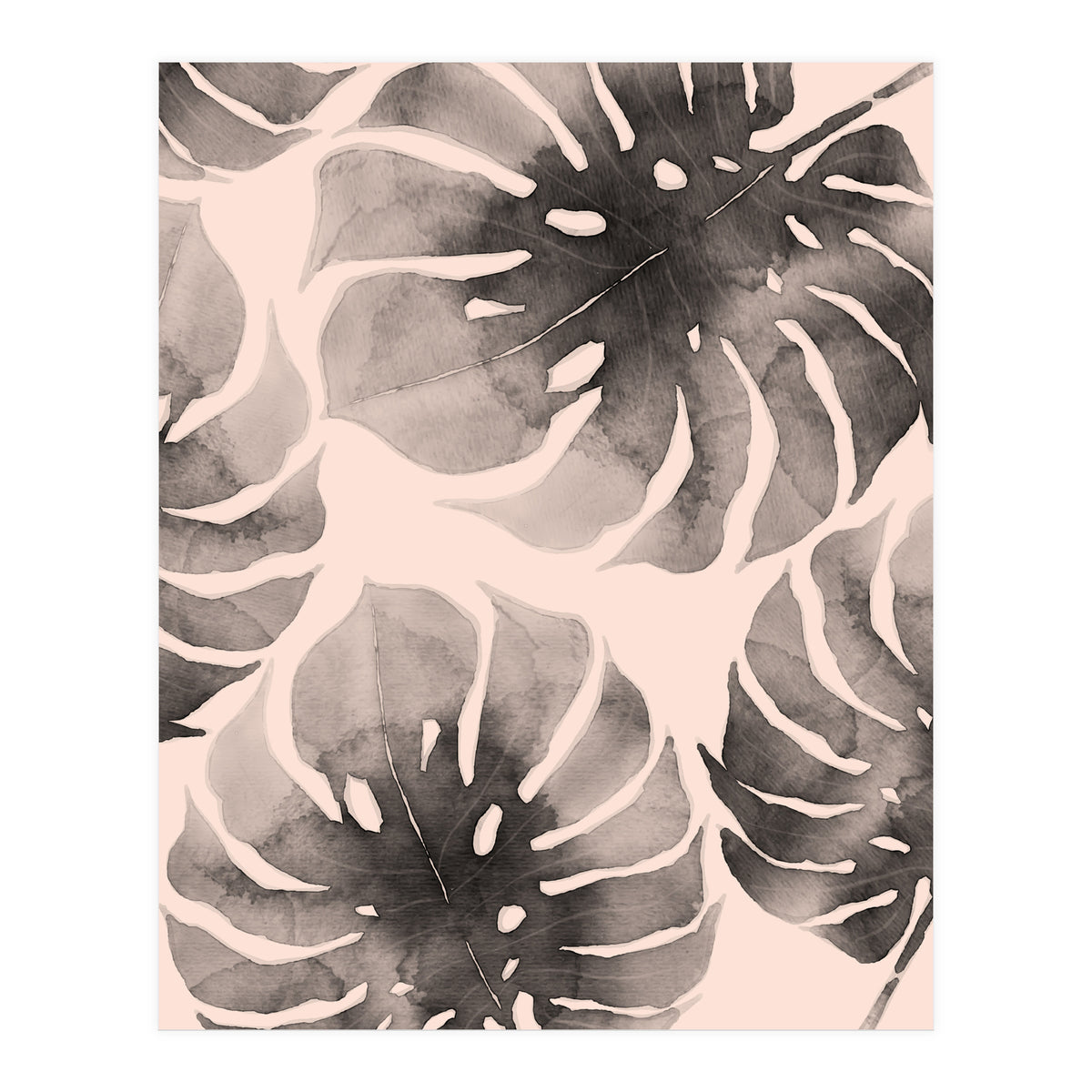 Monstera pink and gray watercolor (Print Only)