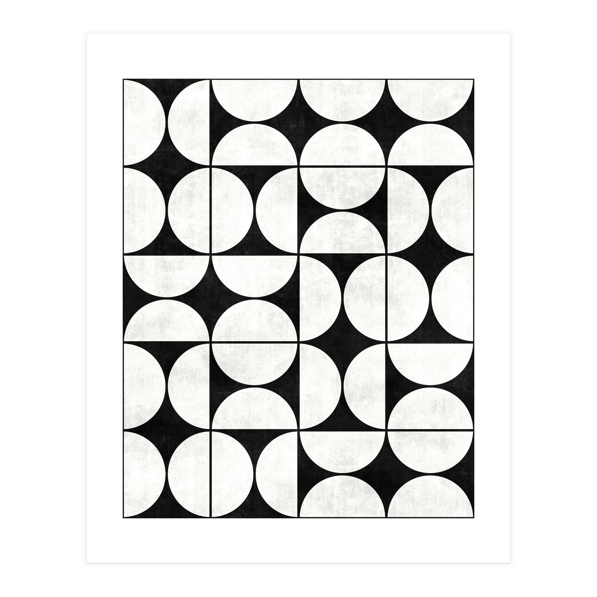 Mid-Century Modern Pattern No.2 - Black and White Concrete (Print Only)