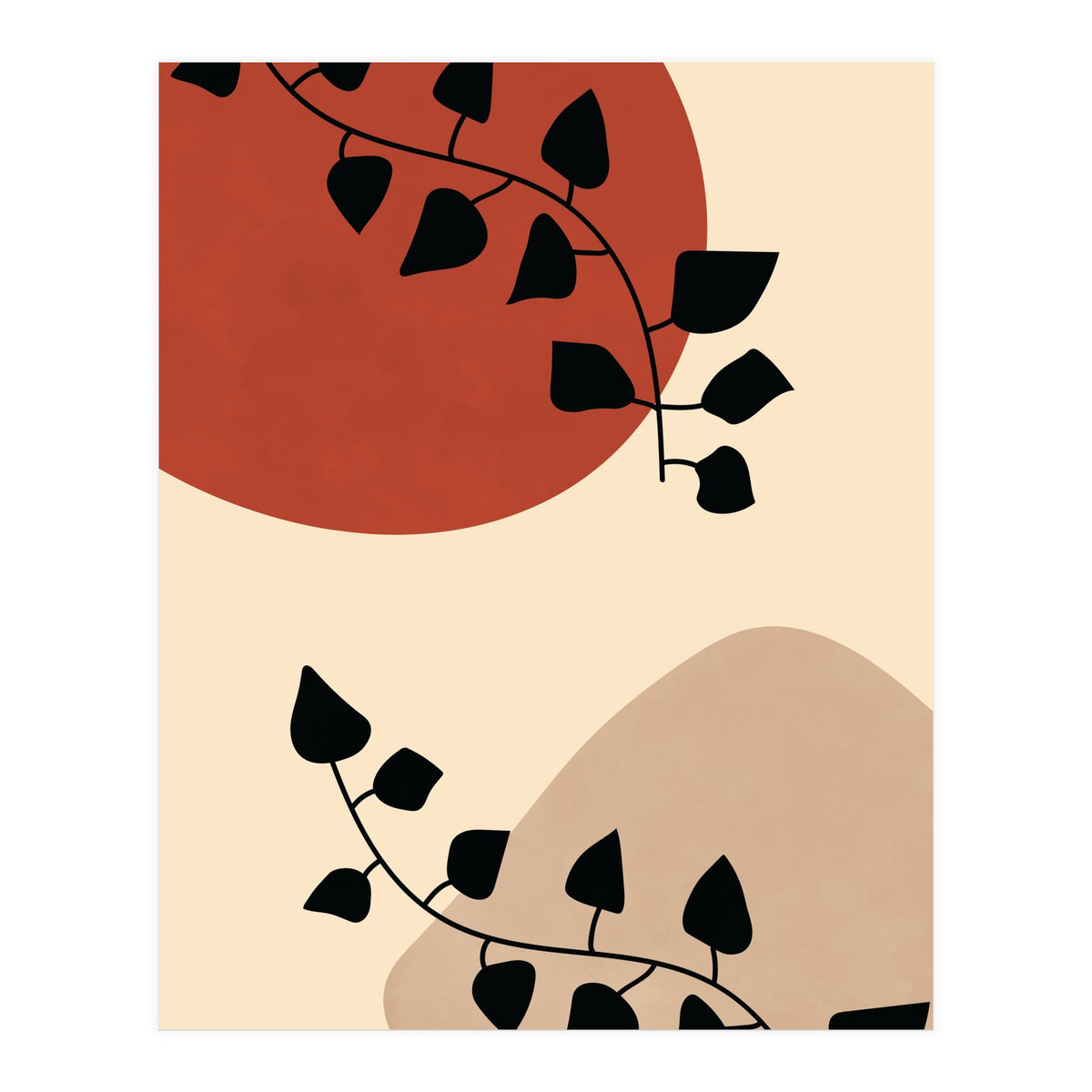 Abstract Boho Botanical Pothos Leaf (Print Only)