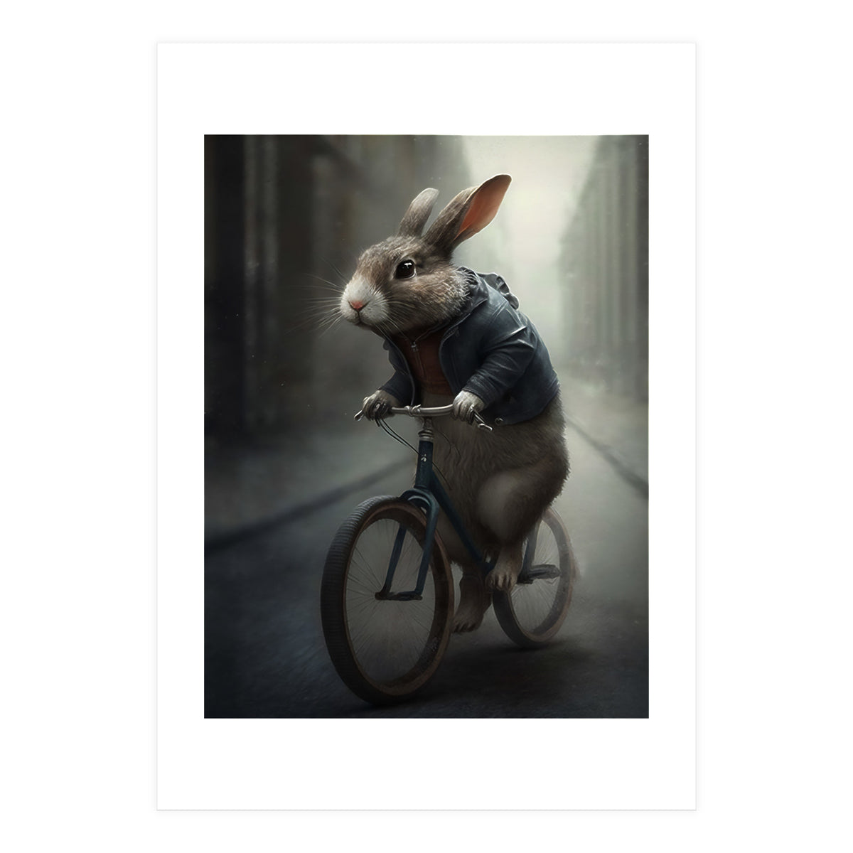 Rabbit Riding a Bicycle (Print Only)