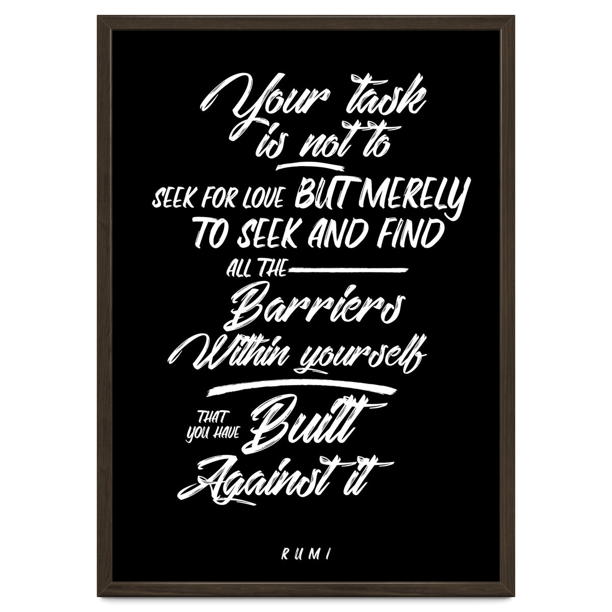 Don't Seek For Love - Rumi Quote Typography