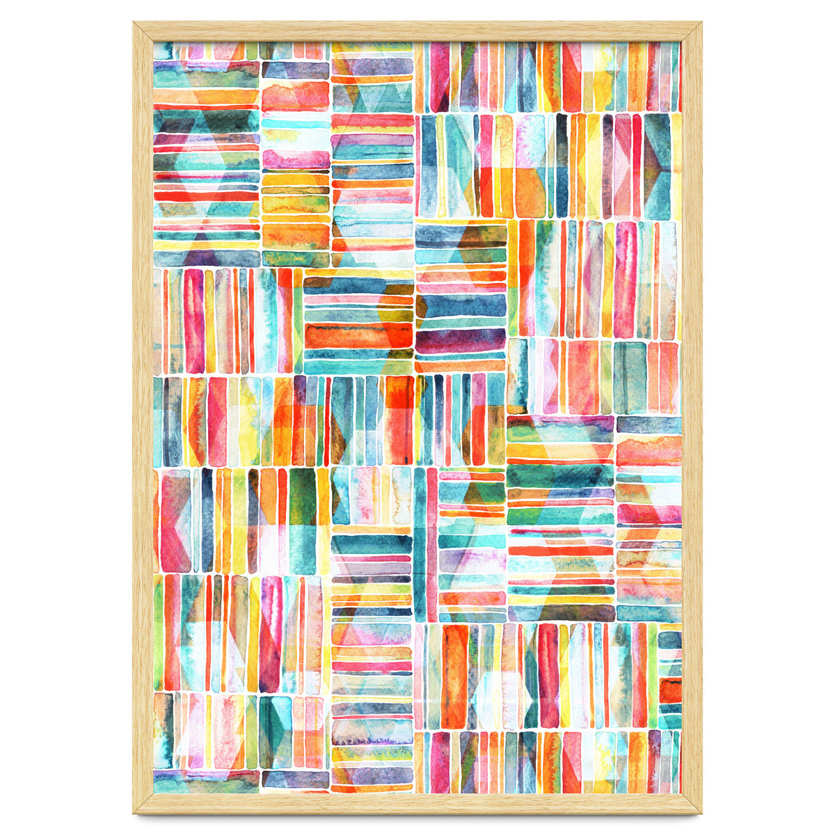 Summer Pastel Geometric and Striped Abstract on white